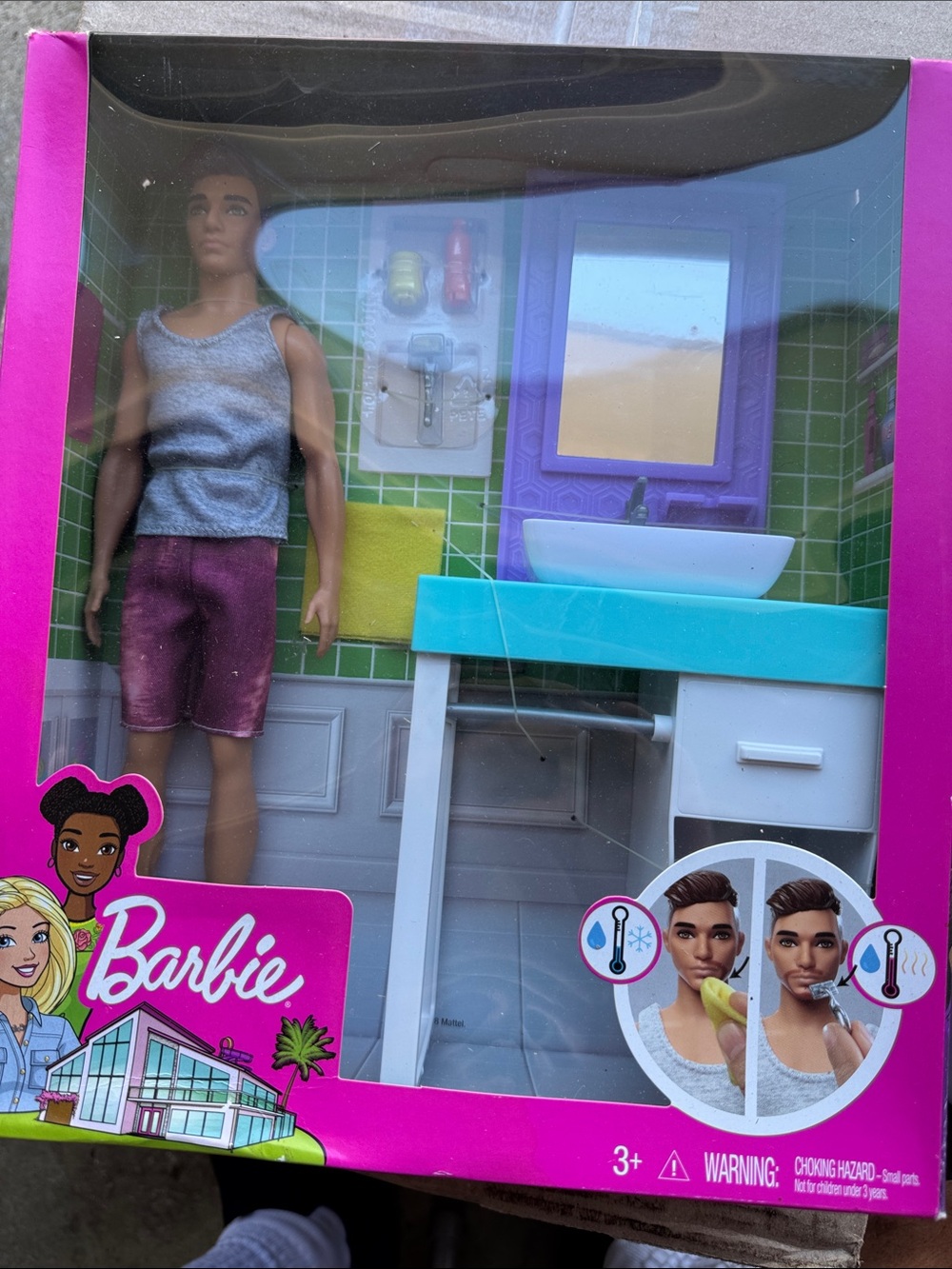 Barbie Male Doll with Purple Shorts and Gray Tank Top - Pink Box